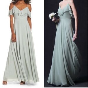 NWT Jenny Yoo Collection Mila Dress sage Luxe Chiffon size 6